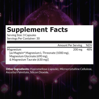 Intelligent Labs MagEnhance Magtein Magnesium Complex Supplement L-Threonate with Magnesium Glycinate and Taurate, 90 Capsules Intelligent Labs