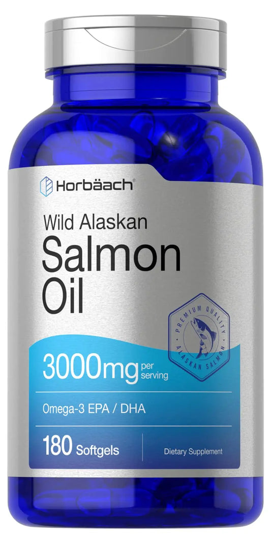 Wild Alaskan Salmon Fish Oil | 180 Softgel Capsules | Gluten Free, Non-GMO | High Potency Horbäach