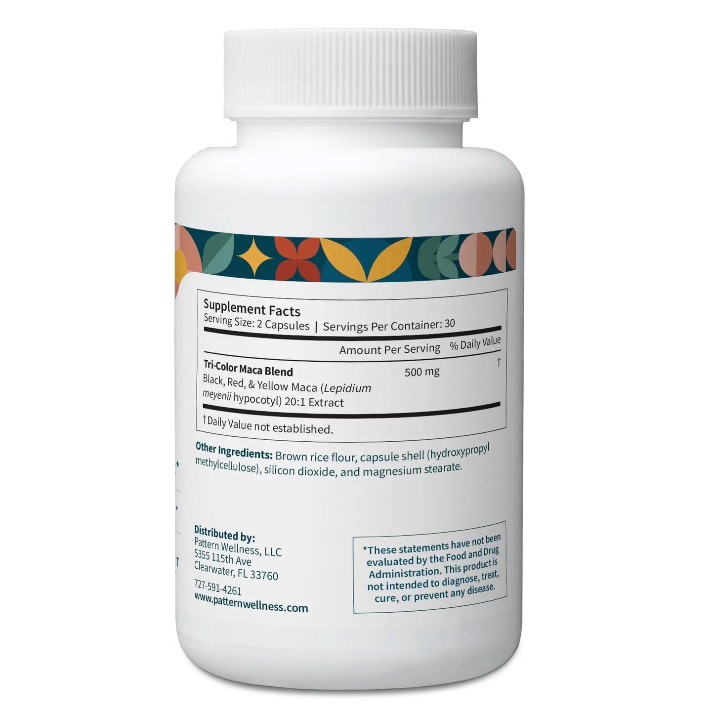 Pattern Wellness Maca Root Extract 20:1-500mg Per Serving – for Men & Women – Tri-Color Black/Red/Yellow Blend – 60 Vegan, Non-GMO Capsules Pattern Wellness buy supplements Au