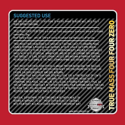 MuscleNh2 True Mass Four Four Zero Mass Gainer Protein Powder, High Calories and Protein MuscleNh2