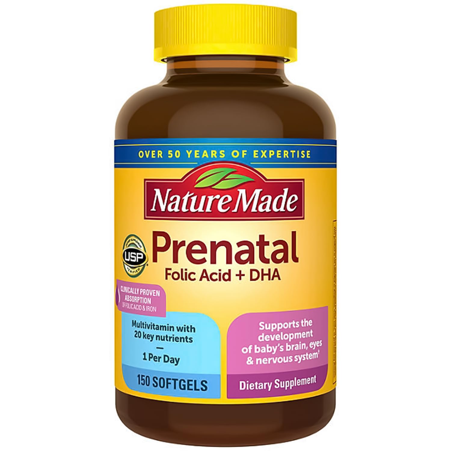 Nature Made Prenatal with Folic Acid + DHA, 200mg Prenatal Vitamin and Mineral Supplement Generic