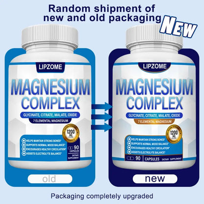 Magnesium Complex Supplement 1200mg - Advanced 7-in-1 Magnesium Blend - Glycinate, Citrate, Malate, Taurate, Oxide, Aspartate, Orotate – High Absorption Formula – Non-GMO, 90 Capsules Lipzome buy supplements Au