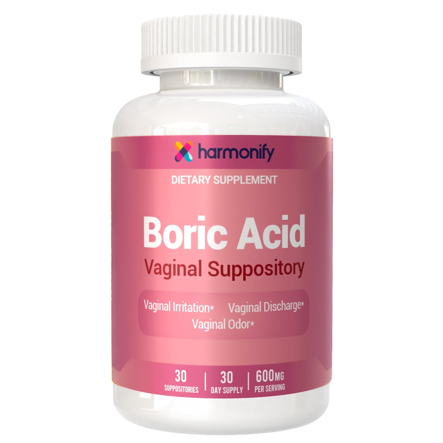 Boric Acid Suppositories for Women 600 mg, Pure Boric Acid pH Balance for Women & Vaginal Odor Control – 30 Suppositories, Made in USA HARMONIFYBuy Supplements Australia