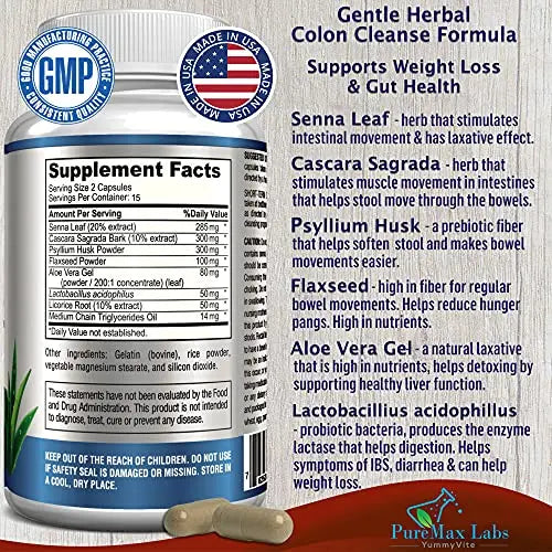 YUMMYVITE 15 Day Colon Cleanse and Detox, Herbal Detox Formula, Supports Weight YUMMYVITE