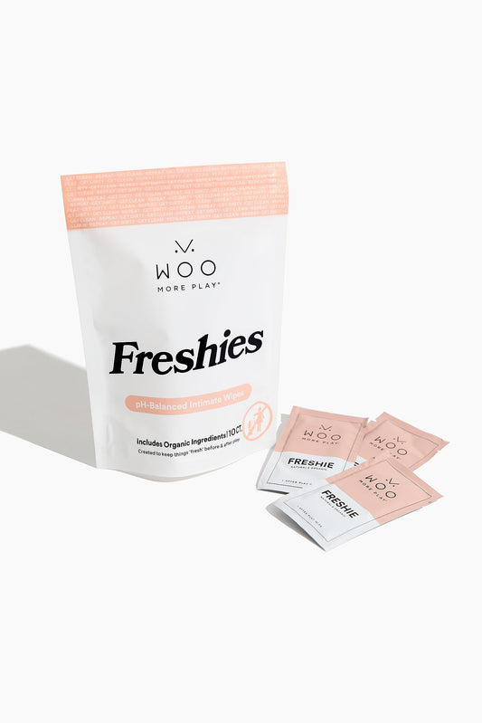 Woo More Play Freshies: All-Natural Feminine Intimacy Towelette Wipes with Coconut Oil Woo More Play