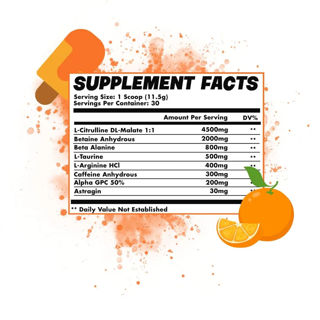 Orange Dreamsicle Pre Workout | The Best Tasting Pre Workout | Intense Increased Endurance Beta Bears