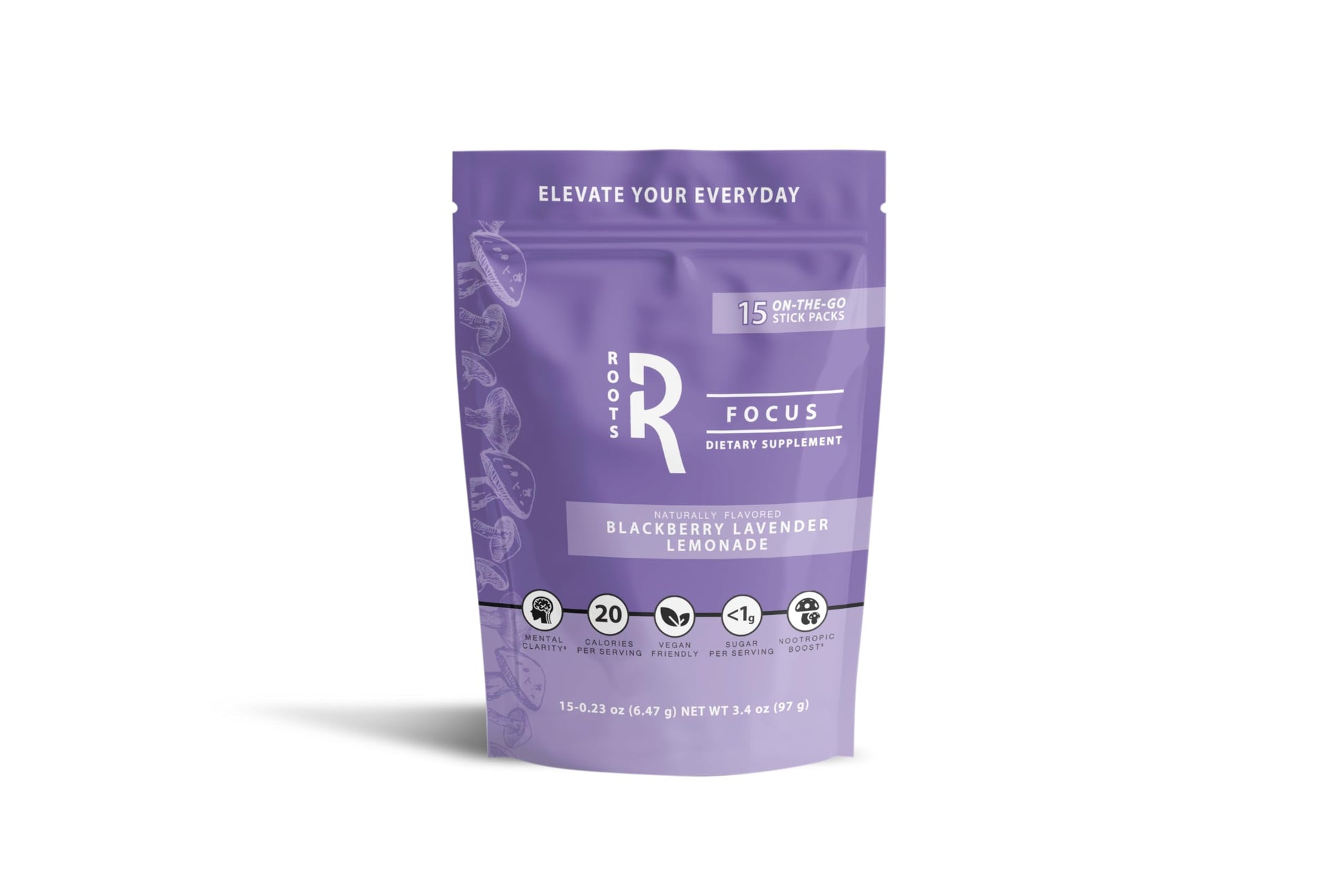 Roots Focus Brain Supplement - Nootropic Mushroom Supplement Powder for Memory, Focus, Energy - Lion's Mane, Cordyceps, and Reishi Mushrooms with Caffeine - Blackberry Lemonade, 15 On the Go Packets Silver Star NutritionBuy Supplements Australia