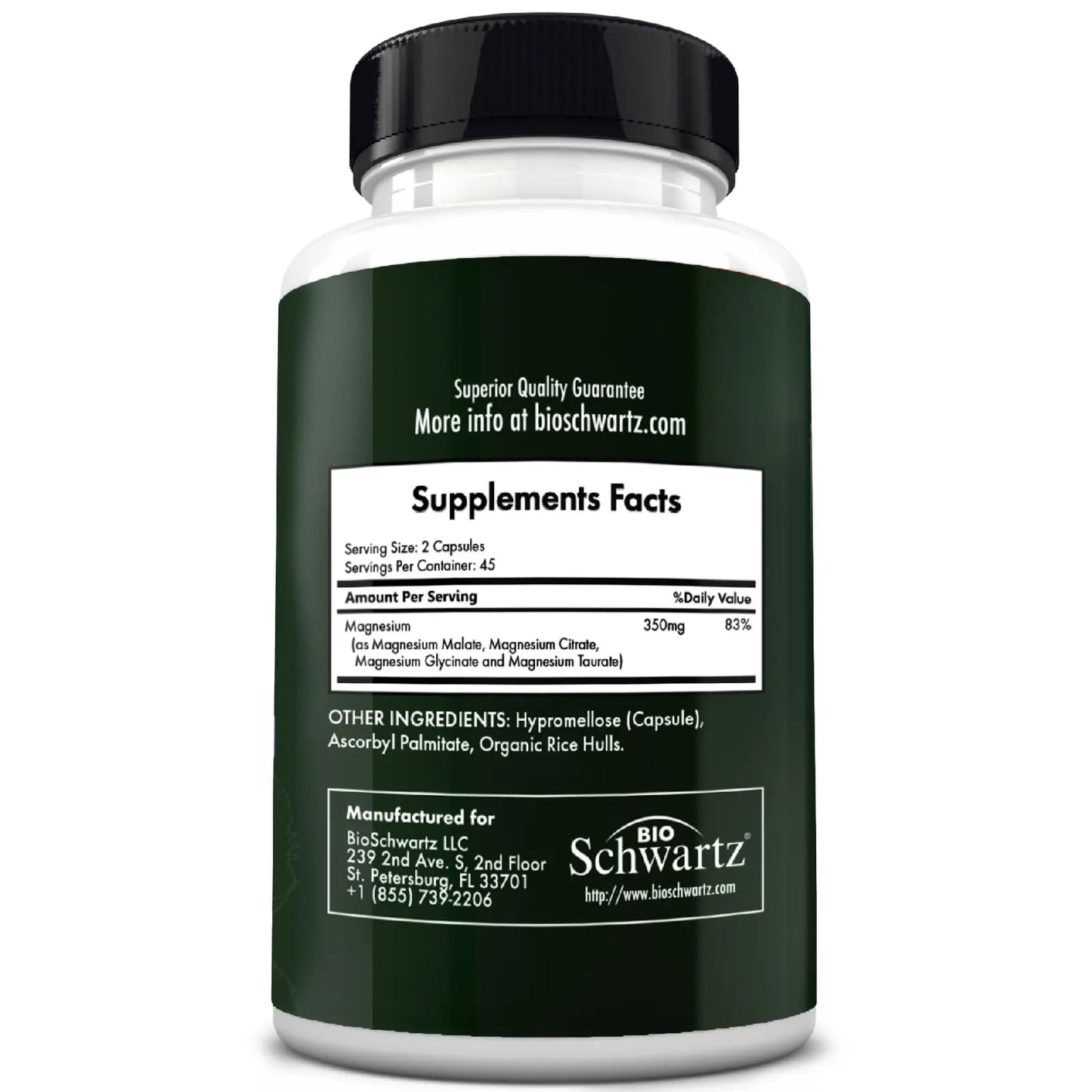 BioSchwartz Magnesium Complex Supplement (90 Capsules) 350mg Magnesium Glycinate Citrate Malate and Taurate Per Serving for Healthy Nerves Muscles Heart Sleep Support (Vegan, Gluten-Free, Non-GMO) BioSchwartz buy supplements Au