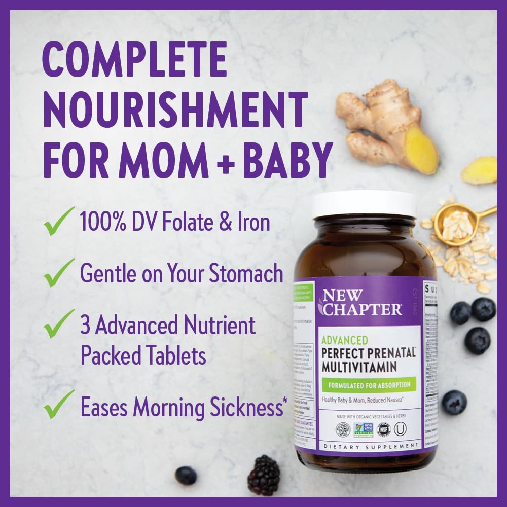 New Chapter Advanced Perfect Prenatal Vitamins, 192ct, Made with Organic, Non-GMO New Chapter