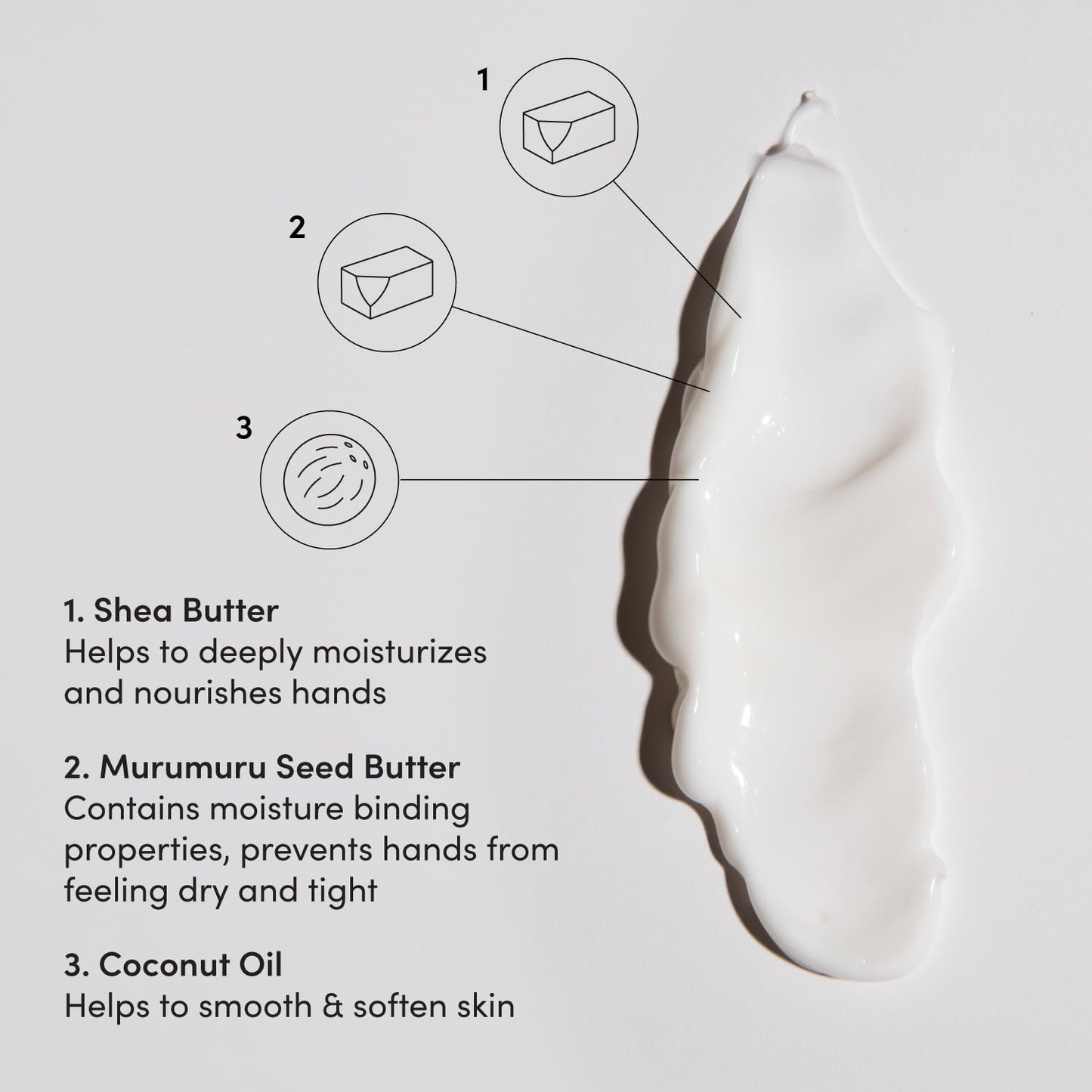 OUAI Hand Cream - Thick, Creamy Balm with Coconut Oil, Murumuru Butter and Shea Butter - Hydrating Moisturizer for Soft Hands - Use Daily to Deeply Nourish Skin (3 Oz) OUAIBuy Supplements Australia