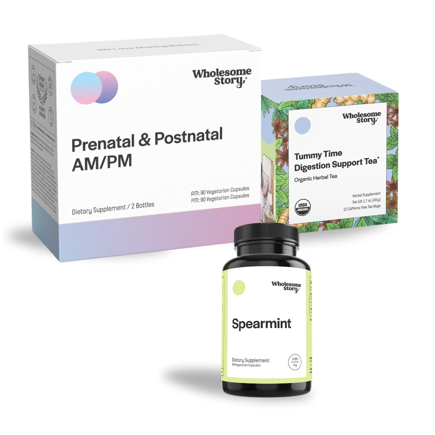 Wholesome Story Morning Sickness Bundle: Premium Bioavailable Prenatal & Postnatal Vitamins Wholesome Story