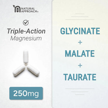 High Absorption Magnesium Complex with Glycinate, Malate & Taurate - Premium Magnesium Supplement for Sleep, Relaxation, Leg Cramps & Stress Relief - 100% Chelated & Easy On The Gut - 90 Capsules Natural Approach buy supplements Au