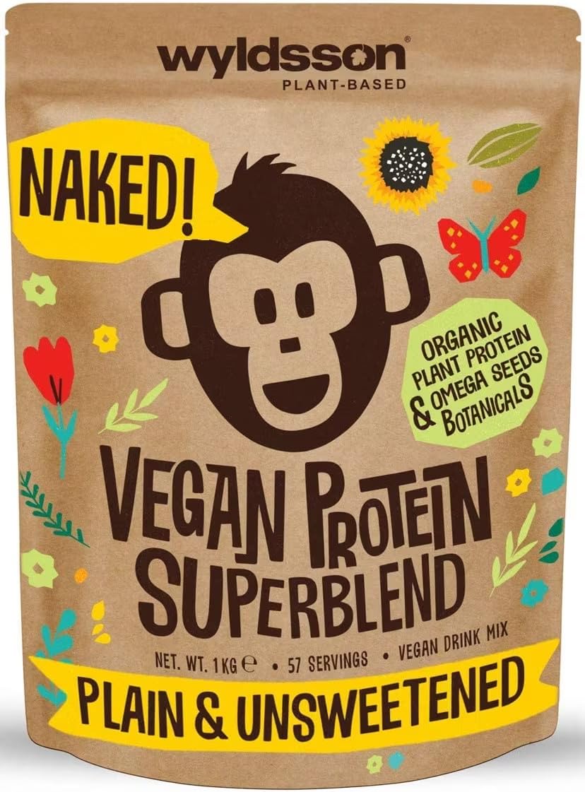 Naked Organic Vegan Protein Powder Blend (1kg - 57 Servings) Unsweetened Wyldsson