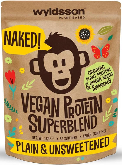Naked Organic Vegan Protein Powder Blend (1kg - 57 Servings) Unsweetened Wyldsson