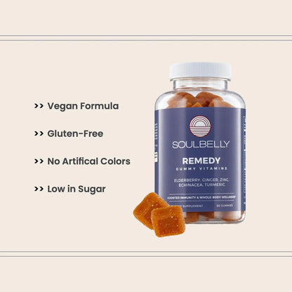 SOULBELLY Super Immunity | Remedy Vitamin Gummies for Immune Support | Vegan | Gluten-Free | Non-GMO | 60 Count SOULBELLY buy supplements Au