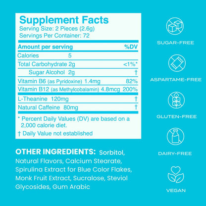NeuroGum Energy Caffeine Mints (144 Pieces) - Sugar Free with L-theanine + Natural Caffeine + Vitamin B12 & B6 - Nootropic Energy & Focus Supplement for Women & Men - Keto & Vegan, Peppermint Flavor NeuroGumBuy Supplements Australia