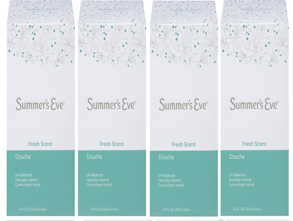 (Pack of 4 Bottles) Summer's Eve Fresh Scent Douche Vinegar & Water, Feminine Wash, 4.5oz Bottles Summer's Eve