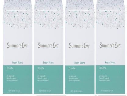 (Pack of 4 Bottles) Summer's Eve Fresh Scent Douche Vinegar & Water, Feminine Wash, 4.5oz Bottles Summer's Eve