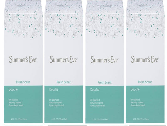 (Pack of 4 Bottles) Summer's Eve Fresh Scent Douche Vinegar & Water, Feminine Wash, 4.5oz Bottles Summer's Eve