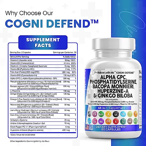 Alpha GPC Choline 300mg Phosphatidylserine 3000mg Bacopa Monnieri
