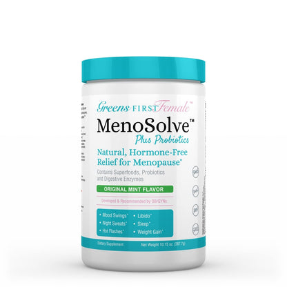 Greens First Female MenoSolve Plus Probiotics, Natural Relief for Menopause, 30 Servings Greens First