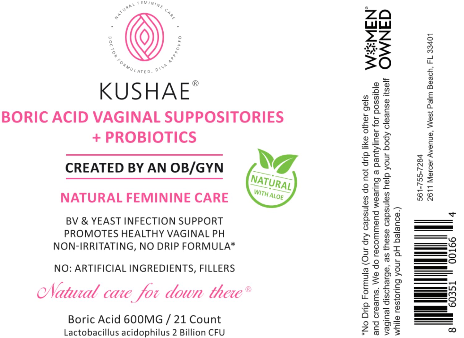 Kushae Boric Acid Suppositories with Applicator, All-Natural Boric Acid Suppositories for Women KushaeBuy Supplements Australia