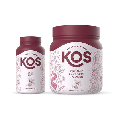 KOS Organic Beet Root Powder + Organic Beet Root Capsules Bundle KOS