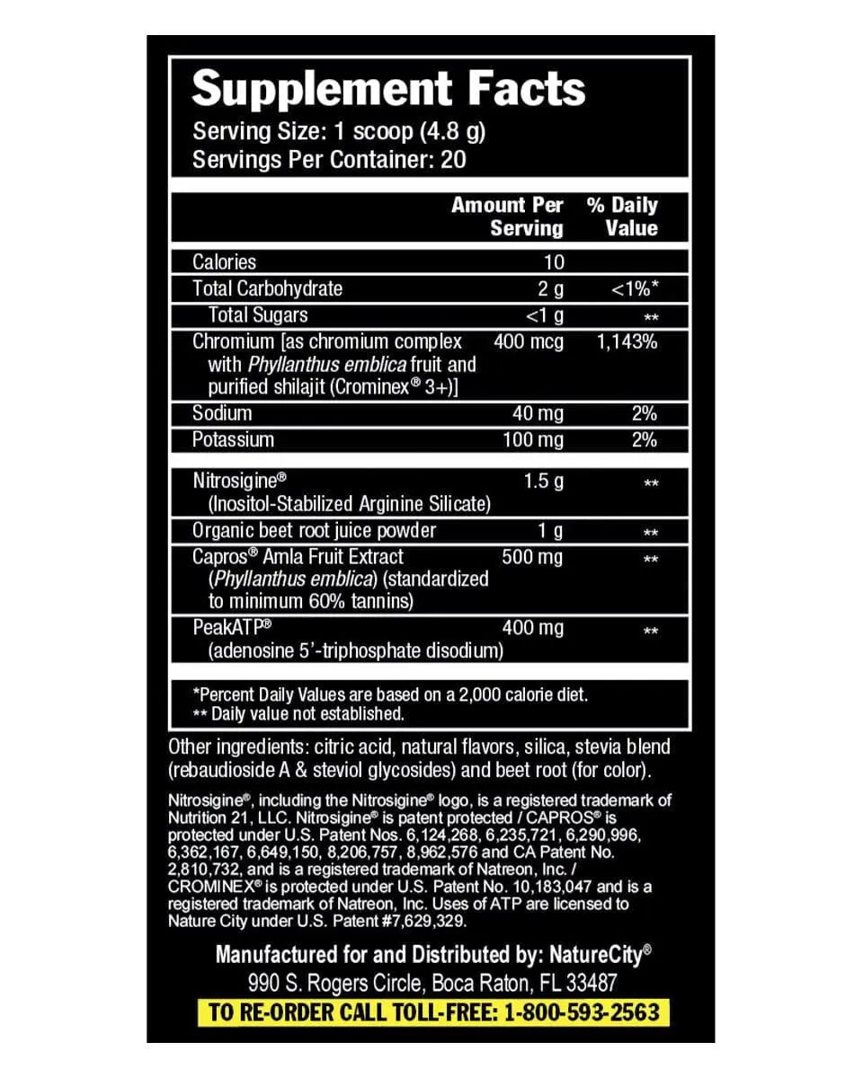 NatureCity True-NOx Nitric Oxide Supplements for Men and Women - Pre-Workout Booster NatureCity