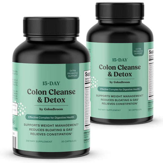 ColonBroom 15 Day Colon Cleanse & Detox Cleanse for Weight Management with Probiotics & Magnesium | Reduce Bloating & Boost Metabolism & Digestion - Effective Gut Cleanser Detox (2 Bottles) ColonBroomBuy Supplements Australia