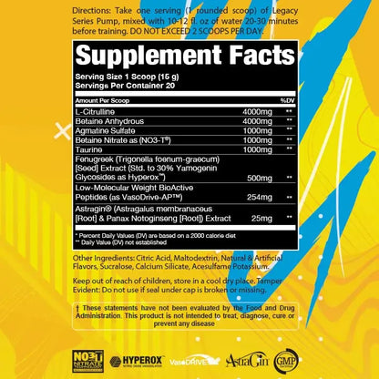 Legacy Series Pump Stim Free Muscle Pump Amplifier Pre-Workout Powder by AP Sports AP Regimen