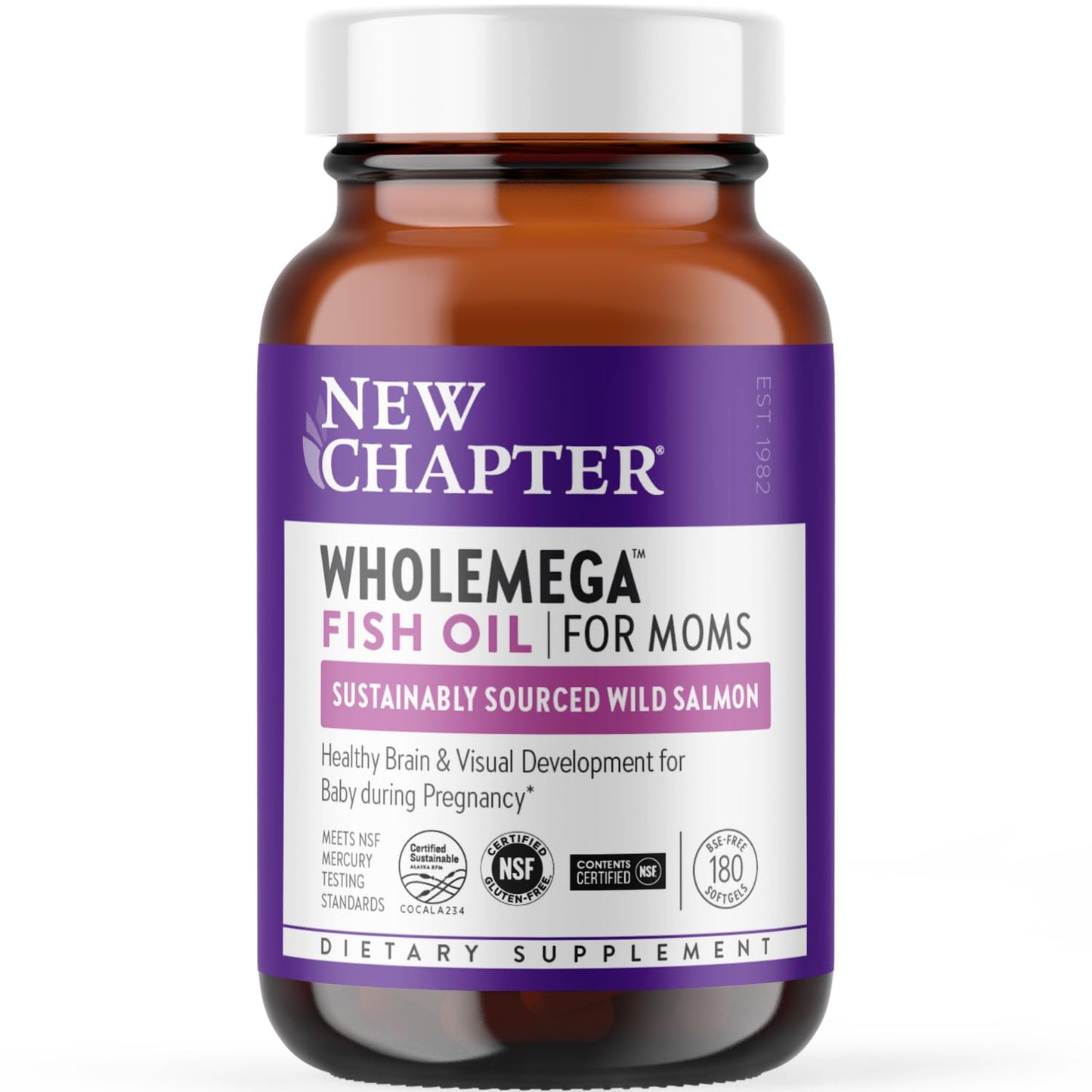New Chapter Wholemega for Moms Fish Oil Supplement - Prenatal DHA with Omega-3 + Vitamin D3 New Chapter