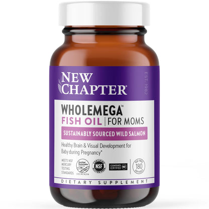 New Chapter Wholemega for Moms Fish Oil Supplement - Prenatal DHA with Omega-3 + Vitamin D3 New Chapter