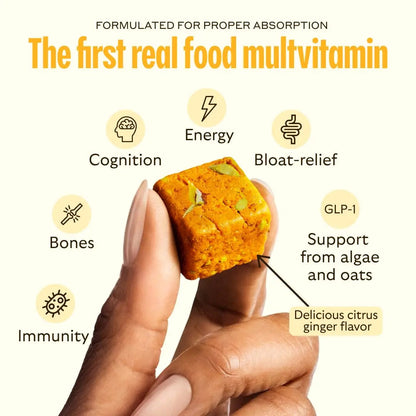 GEM Daily Bite for Women & Men, with 20+ Vitamins, Minerals & Superfoods Like Zinc, Vitamin D, B-Complex, K, Turmeric, Fiber & Prebiotics GEM