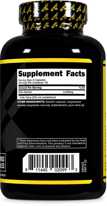 Primaforce Beta Alanine Capsules 3,400mg, 180 Capsules (45 Servings) - Potent Beta Primaforce