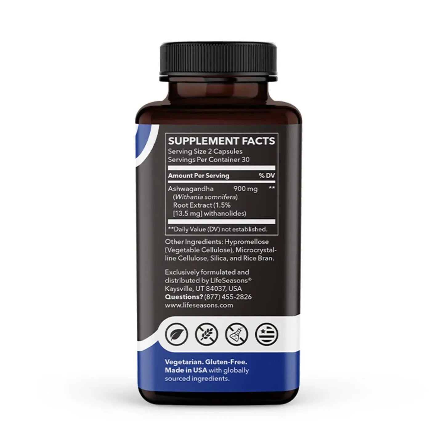 LifeSeasons Essentials Ashwagandha - Stress & Sleep Support Supplement - Calm & Focused Mind - Improves Athletic Performance & Brain Function - 900mg per 2 Capsules - 60 Capsules LifeSeasons buy supplements Au