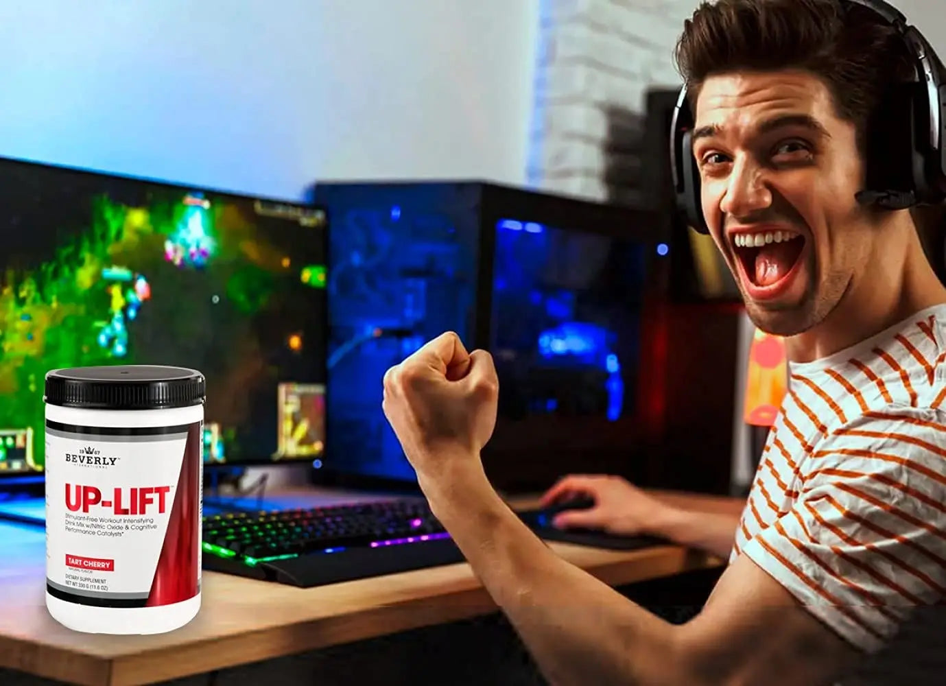 Beverly International Up-Lift Stimulant Free 330 grams. Workout Energy Drink Mix w/Nitric Beverly International