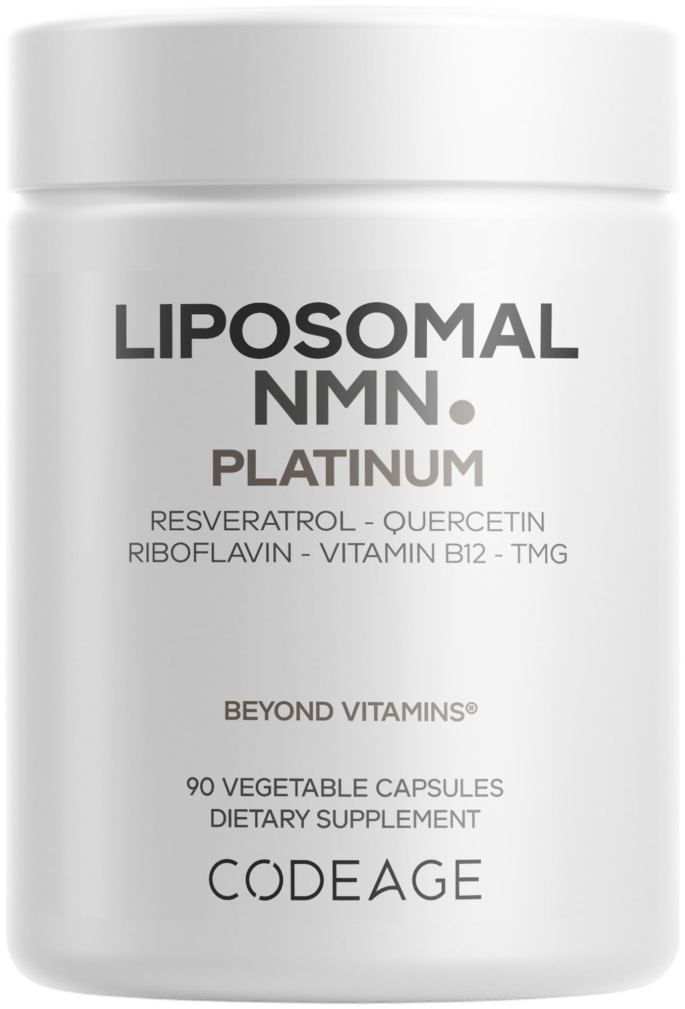 Codeage Liposomal NMN Platinum - 500 mg NMN Supplement, Nicotinamide Mononucleotide, NAD Precursor - Quercetin, Resveratrol, Betaine TMG, Vitamin B2 Riboflavin & Vitamin B12 - Non-GMO - 90 Capsules CodeageBuy Supplements Australia