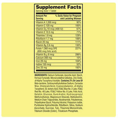 4 TOP CARE Prenatal Multivitamin/Multimineral for Pregnant and Nursing Women Dietary Supplement Tablets 4 TOP CARE