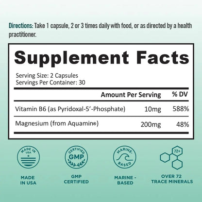 Ocean Magnesium 200mg Aquamin | More Soluble Than Magnesium Glycinate | Whole Food Mag B6 Supplement for Women | Gentle on Stomach & Vegan | Sleep Support, Calms Nerves & Leg Cramps | 60 Ct BB Company buy supplements Au