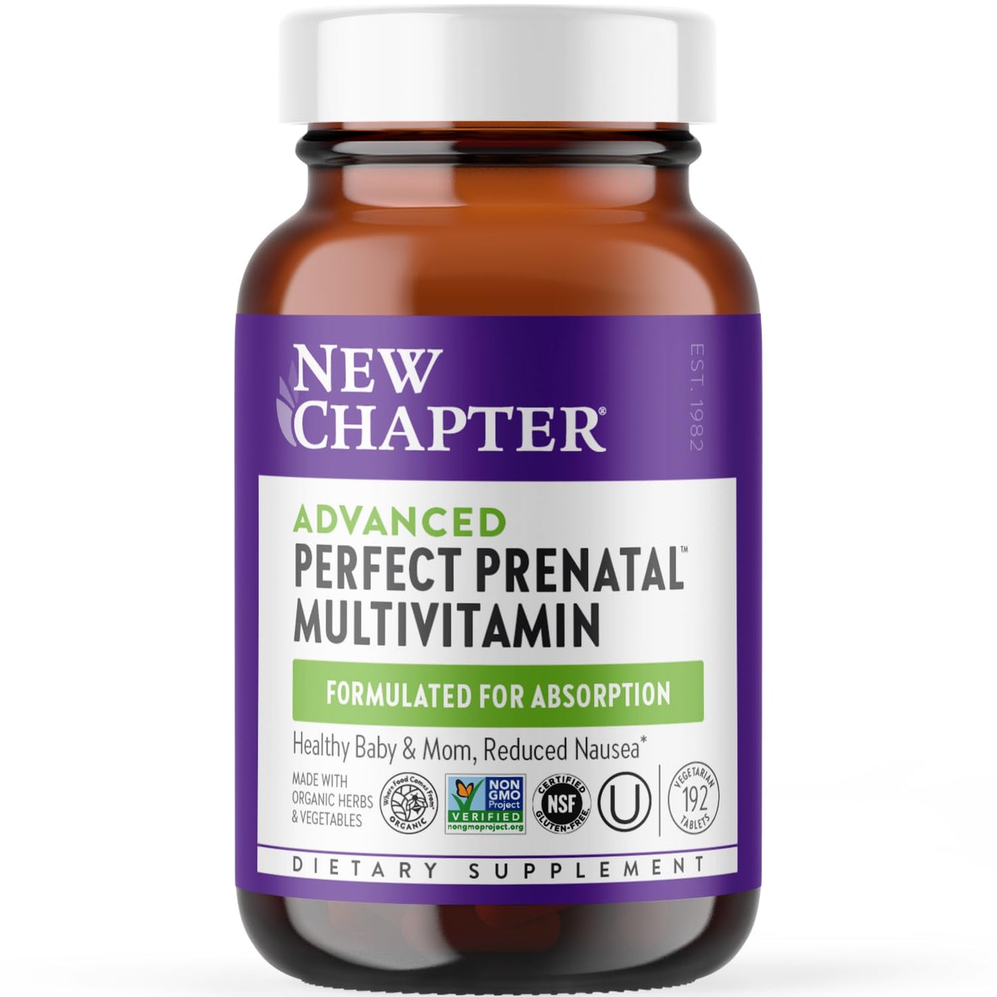 New Chapter Advanced Perfect Prenatal Vitamins, 192ct, Made with Organic, Non-GMO New Chapter