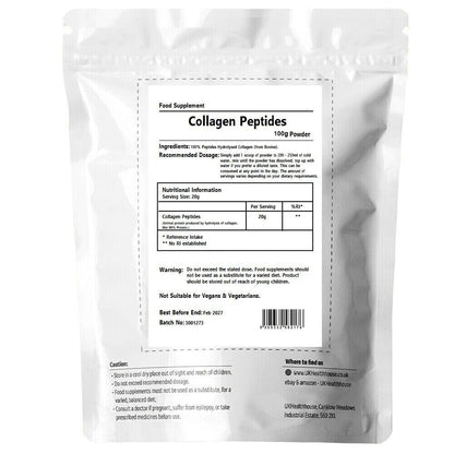 100g UKHealthHouse Collagen Powder, Bovine Collagen Peptides Powder - Collagen Supplements UKHealthHouse