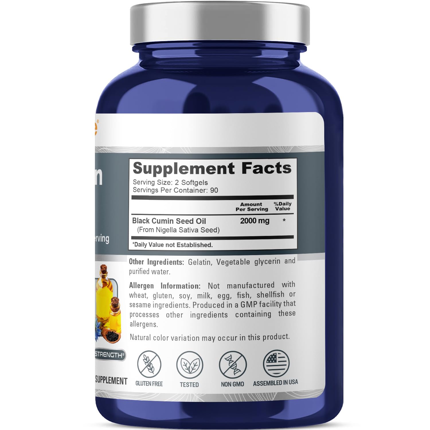 NusaPure Black Seed Oil 2000mg per Serving - 180 Softgel Caps (Non-GMO, Gluten-Free) Cold-Pressed Nigella Sativa NusaPureBuy Supplements Australia