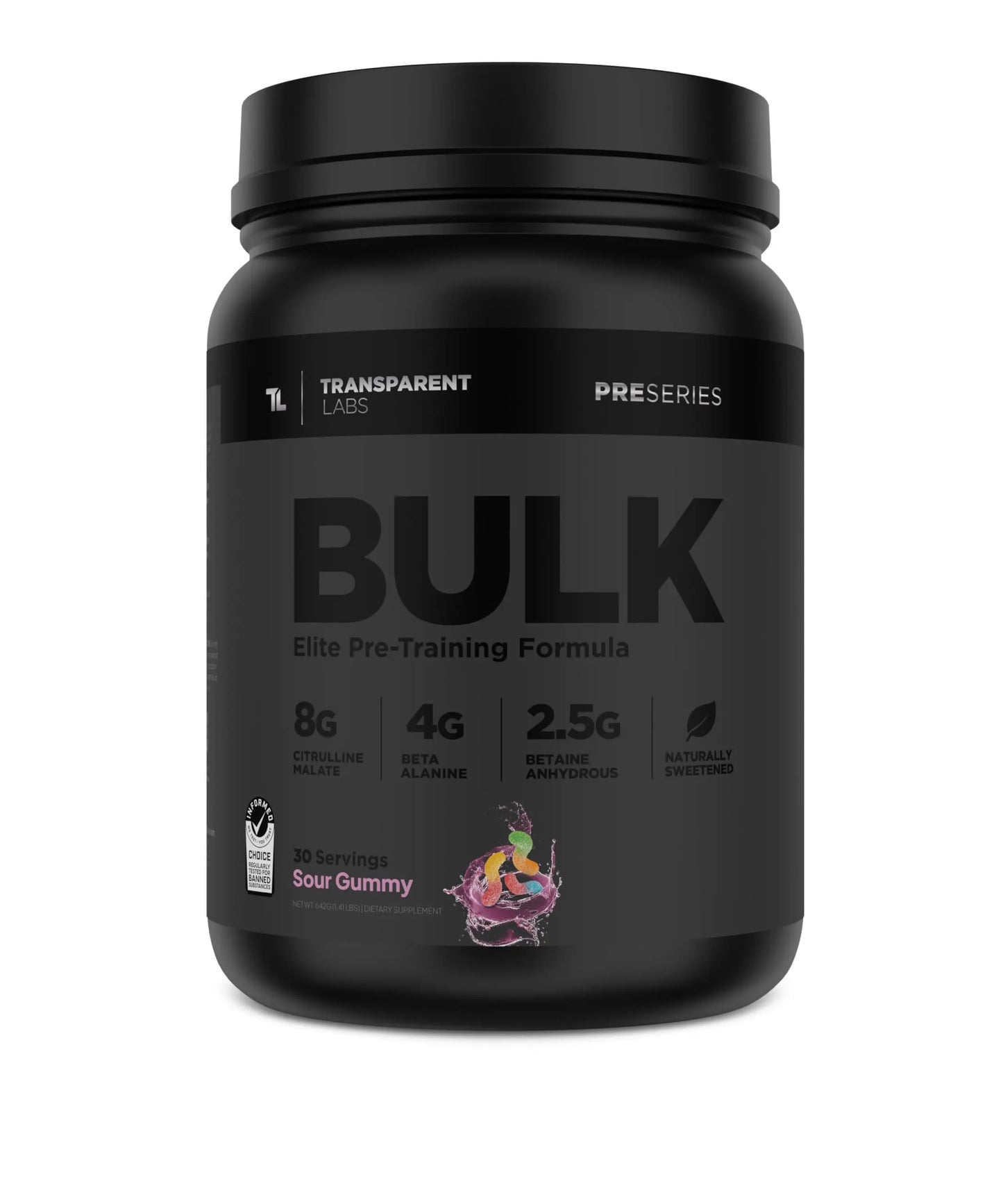 Transparent Labs Bulk Black - Sour Gummy - 30 Servings Transparent Labs