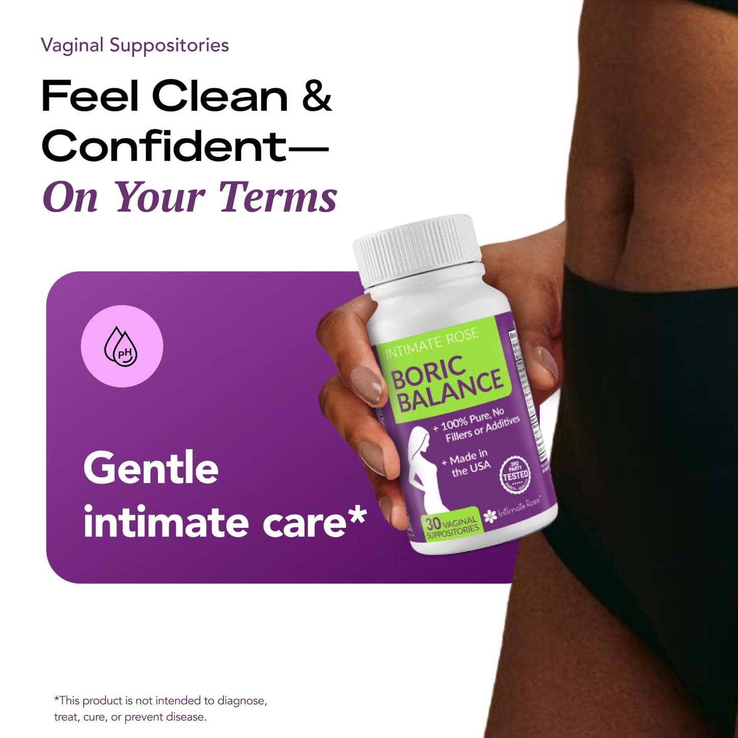 Intimate Rose Boric Acid Vaginal Suppositories, 14 Count for Feminine Deodorizing & Freshness - Vegan Capsules Intimate RoseBuy Supplements Australia