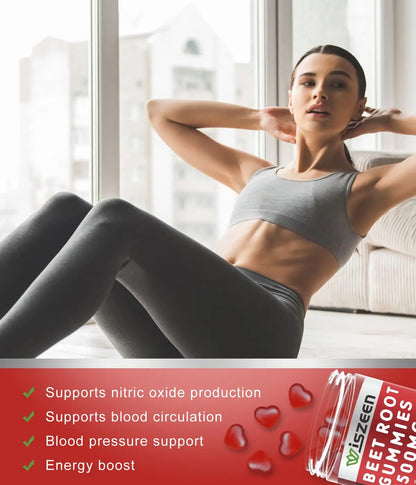 Wiszeen Beet Root Gummies - 60 Servings - Beets Gummies Beet Chews Nitric Oxide Wiszeen