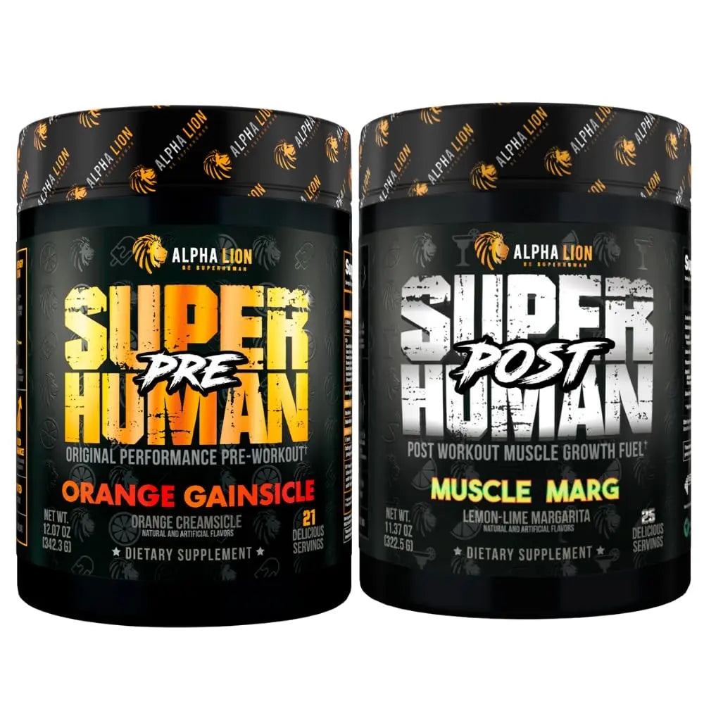 ALPHA LION Superhuman Pre Workout Powder & Post Workout Recovery Bundle, Sustained ALPHA LION