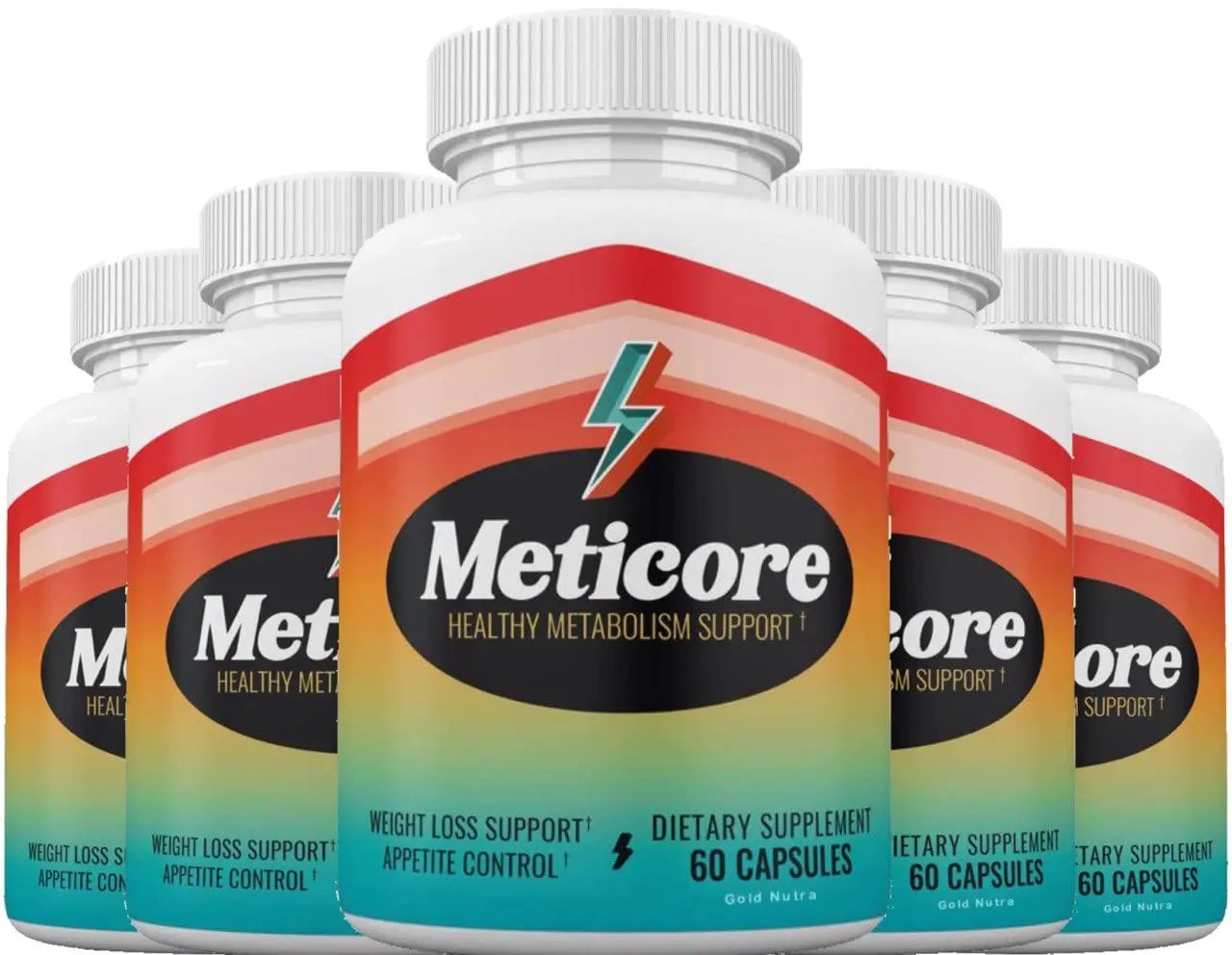 (Official) 5 Pack Meticore Weight Management Keto Pills, Energy Support - 300 Capsules Gold Nutra