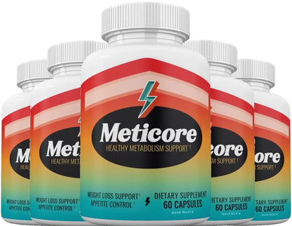 (Official) 5 Pack Meticore Weight Management Keto Pills, Energy Support - 300 Capsules Gold Nutra