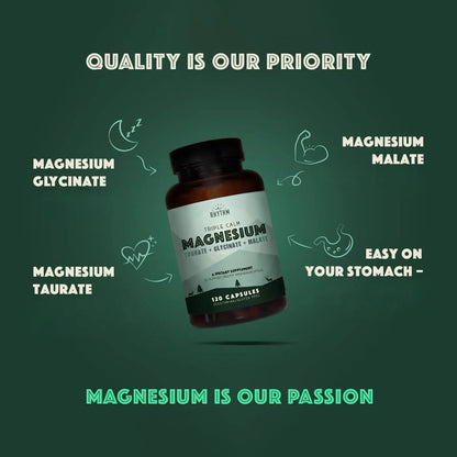 Natural Rhythm Triple Calm Magnesium Complex - 120 Capsules, Chelated Magnesium Glycinate, Taurate & Malate, High Absorption Supplement for Sleep, Stress, Muscle & Heart Support, Non-GMO, Vegan Natural Rhythm buy supplements Au