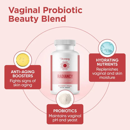 BB Company Radiancy | Vaginal Probiotics for Vaginal Dryness, pH Balance | Fights Itch, Odor | Anti-Aging | Hyaluronic Acid, Probiotics BB Company